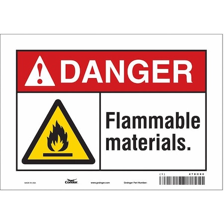 Danger Sign, 7 in H, 10 in W, Vinyl, Vertical Rectangle, English, 478H90 MPN:478H90