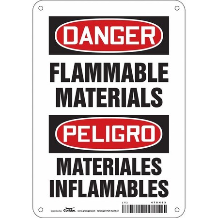 Danger Sign, 10 in H, 7 in W, Horizontal Rectangle, English, Spanish, 478H93 MPN:478H93