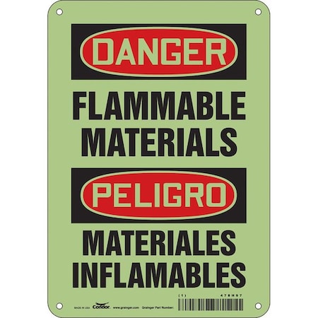 Danger Sign, 10 in Height, 7 in Width, Polyethylene, Horizontal Rectangle, English, Spanish MPN:478H97