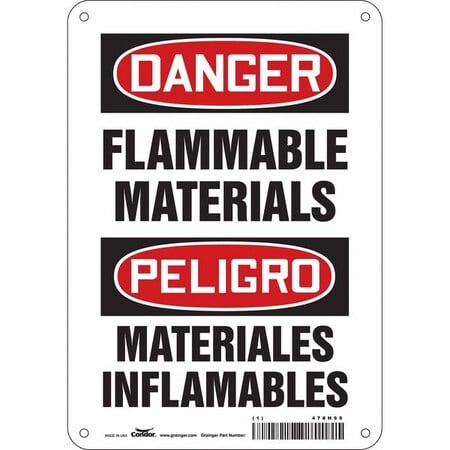 Safety Sign, 10 in H, 7 in W, Polyethylene, Horizontal Rectangle, English, Spanish, 478H99 MPN:478H99