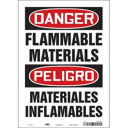 Safety Sign, 14 in Height, 10 in Width, Vinyl, Vertical Rectangle, English, Spanish, 478J02 MPN:478J02