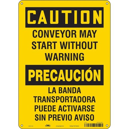 Safety Sign, 14 in Height, 10 in Width, Aluminum, Vertical Rectangle, English, Spanish, 478J97 MPN:478J97
