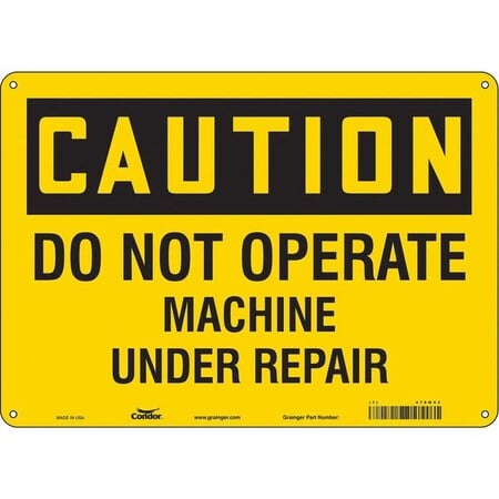 Safety Sign, 10 in Height, 14 in Width, Polyethylene, Horizontal Rectangle, English, 478M43 MPN:478M43