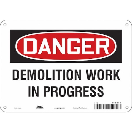 Safety Sign, 7 in Height, 10 in Width, Aluminum, Vertical Rectangle, English, 478N04 MPN:478N04