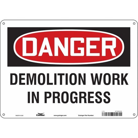 Safety Sign, 10 in Height, 14 in Width, Polyethylene, Horizontal Rectangle, English, 478N08 MPN:478N08