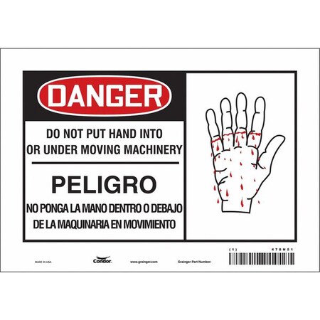 Safety Sign, 7 in Height, 10 in Width, Vinyl, Vertical Rectangle, English, Spanish, 478N51 MPN:478N51