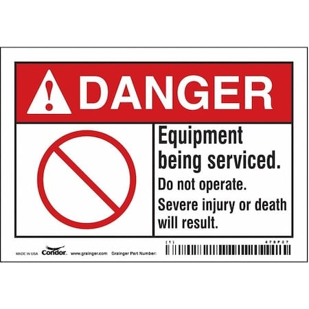 Safety Sign, 3 1/2 in Height, 5 in Width, Vinyl, Horizontal Rectangle, English, 478P27 MPN:478P27