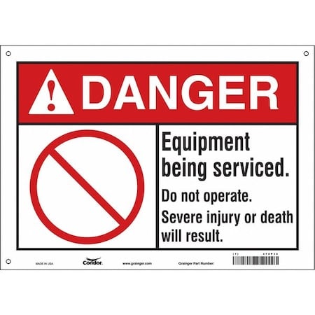 Safety Sign, 10 in Height, 14 in Width, Vinyl, Horizontal Rectangle, English, 478P30 MPN:478P30