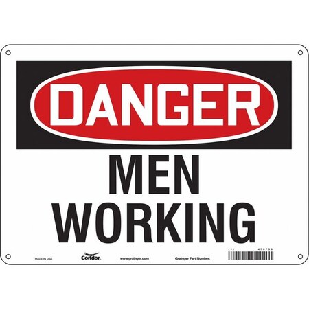 Danger, MEN WORKING, 14 in W x 10 in H, Horizontal Rectangle, Polyethylene, 478P59 MPN:478P59