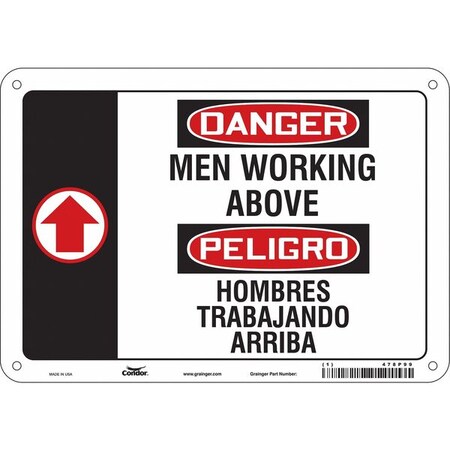 Danger, MEN WORKING ABOVE/HOMBRES TRABAJANDO ARRIBA, 10 in W x 7 in H, Vertical Rectangle, 478P99 MPN:478P99