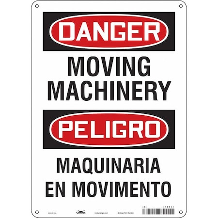 Safety Sign, 14 in Height, 10 in Width, Aluminum, Vertical Rectangle, English, Spanish, 478R44 MPN:478R44