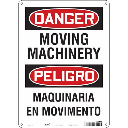 Safety Sign, 14 in Height, 10 in Width, Polyethylene, Vertical Rectangle, English, Spanish, 478R46 MPN:478R46