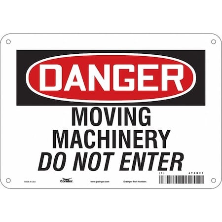 Safety Sign, 7 in Height, 10 in Width, Polyethylene, Vertical Rectangle, English, 478R51 MPN:478R51