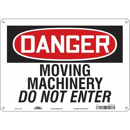 Safety Sign, 10 in Height, 14 in Width, Polyethylene, Horizontal Rectangle, English, 478R52 MPN:478R52