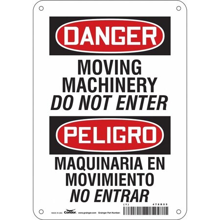 Safety Sign, 10 in Height, 7 in Width, Aluminum, Horizontal Rectangle, English, Spanish, 478R55 MPN:478R55