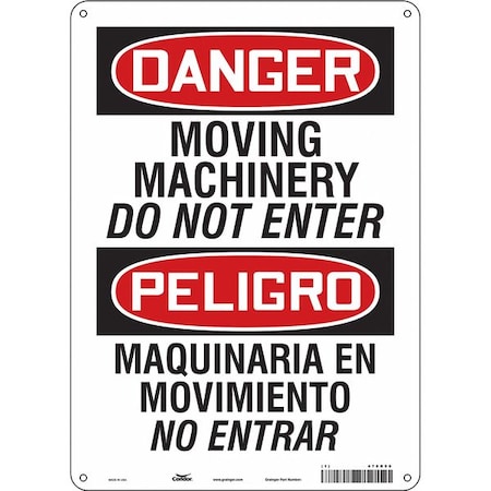 Safety Sign, 14 in Height, 10 in Width, Aluminum, Vertical Rectangle, English, Spanish, 478R56 MPN:478R56