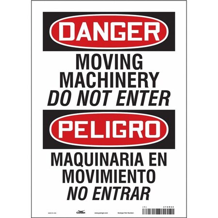 Safety Sign, 14 in Height, 10 in Width, Vinyl, Vertical Rectangle, English, Spanish, 478R60 MPN:478R60