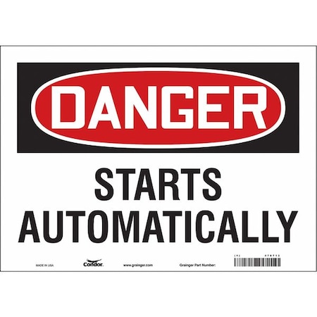 Safety Sign, 10 in Height, 14 in Width, Vinyl, Horizontal Rectangle, English, 478T13 MPN:478T13