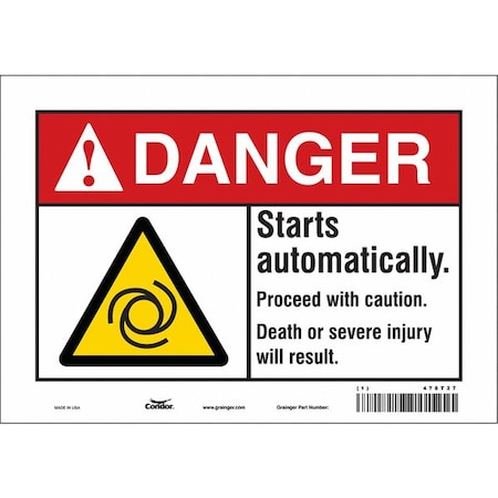 Safety Sign, 7 in Height, 10 in Width, Vinyl, Vertical Rectangle, English, 478T27 MPN:478T27