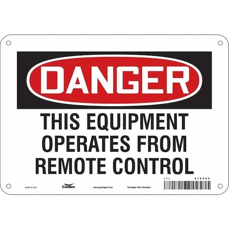 Safety Sign, 7 in Height, 10 in Width, Polyethylene, Vertical Rectangle, English, 478T50 MPN:478T50