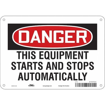 Safety Sign, 7 in Height, 10 in Width, Aluminum, Vertical Rectangle, English, 478T54 MPN:478T54