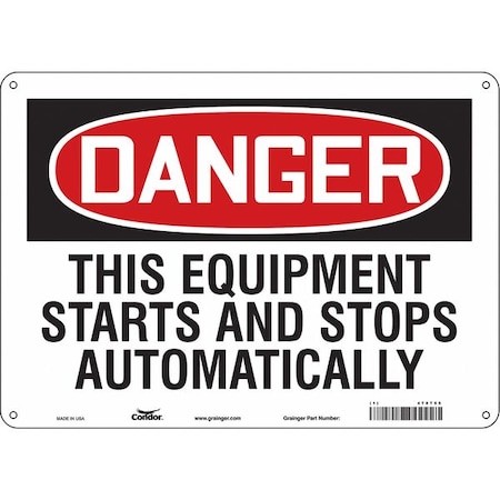 Safety Sign, 10 in Height, 14 in Width, Aluminum, Horizontal Rectangle, English, 478T55 MPN:478T55