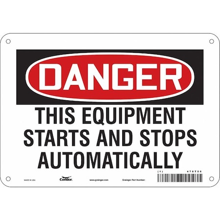 Safety Sign, 7 in Height, 10 in Width, Polyethylene, Vertical Rectangle, English, 478T56 MPN:478T56