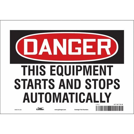 Safety Sign, 7 in Height, 10 in Width, Vinyl, Vertical Rectangle, English, 478T58 MPN:478T58