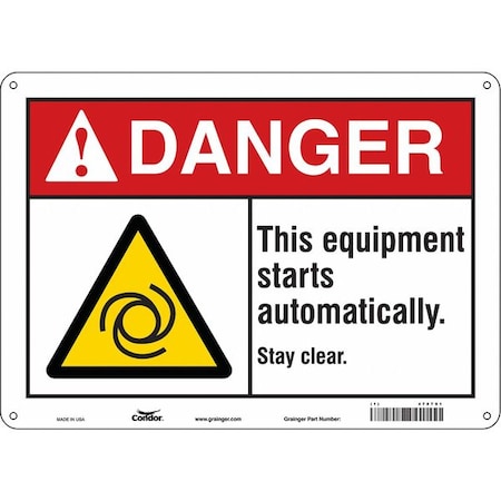 Safety Sign, 10 in Height, 14 in Width, Aluminum, Horizontal Rectangle, English, 478T91 MPN:478T91