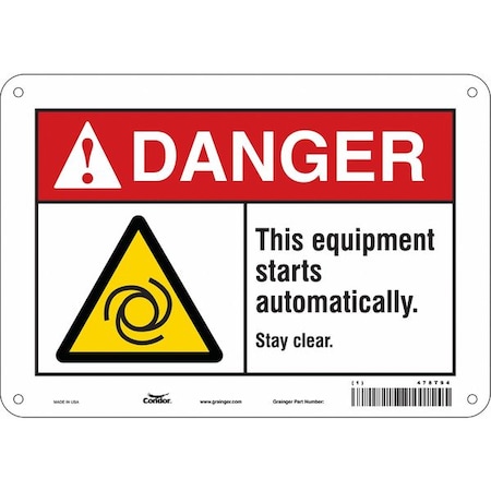 Safety Sign, 7 in Height, 10 in Width, Polyethylene, Vertical Rectangle, English, 478T94 MPN:478T94