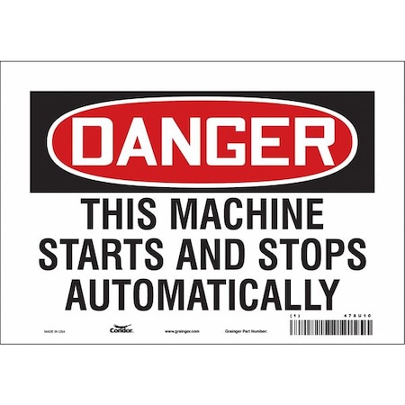 Safety Sign, 7 in Height, 10 in Width, Vinyl, Vertical Rectangle, English, 478U10 MPN:478U10