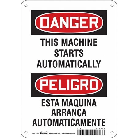Safety Sign, 14 in Height, 10 in Width, Aluminum, Vertical Rectangle, English, Spanish, 478U38 MPN:478U38