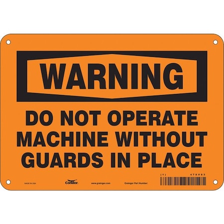 Safety Sign, 7 in Height, 10 in Width, Aluminum, Vertical Rectangle, English, 478V93 MPN:478V93