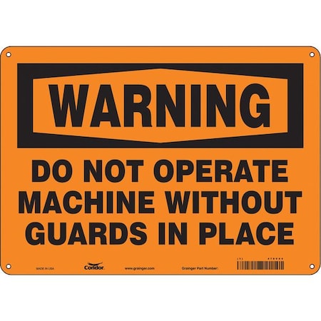 Safety Sign, 10 in Height, 14 in Width, Aluminum, Horizontal Rectangle, English, 478V94 MPN:478V94