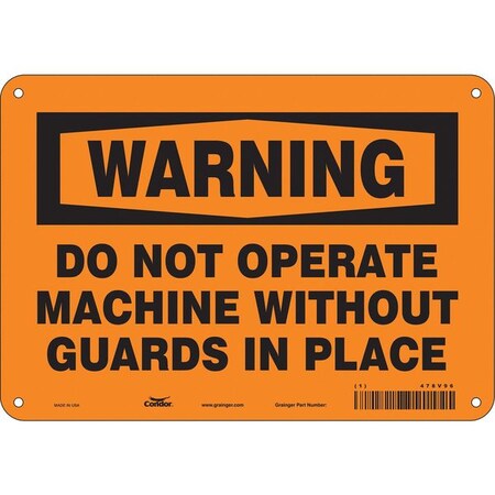 Safety Sign, 7 in Height, 10 in Width, Polyethylene, Vertical Rectangle, English, 478V96 MPN:478V96
