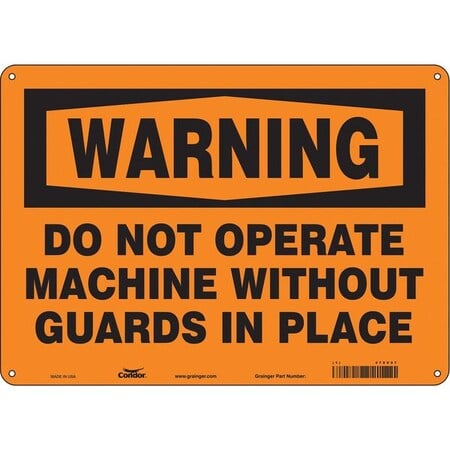 Safety Sign, 10 in Height, 14 in Width, Polyethylene, Horizontal Rectangle, English, 478V97 MPN:478V97