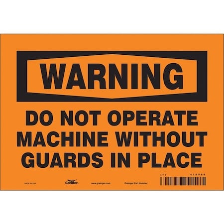 Safety Sign, 7 in Height, 10 in Width, Vinyl, Vertical Rectangle, English, 478V98 MPN:478V98