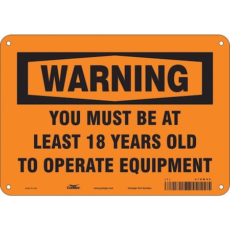 Safety Sign, 7 in Height, 10 in Width, Aluminum, Vertical Rectangle, English, 478W96 MPN:478W96