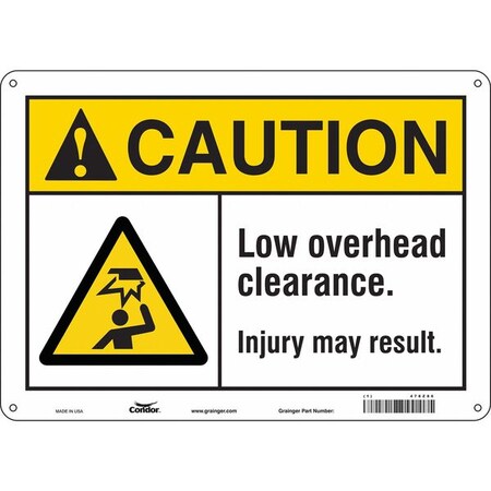 Caution, LOW OVERHEAD CLEARANCE. INJURY MAY RESULT, 14 in W x 10 in H, Horizontal Rectangle, 478Z86 MPN:478Z86