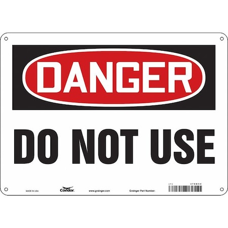 Danger, Do Not Use, 14 in W x 10 in H, Horizontal Rectangle, Polyethylene, 479D50 MPN:479D50