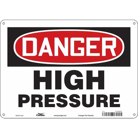 Danger, HIGH PRESSURE, 14 in W x 10 in H, Horizontal Rectangle, Polyethylene, 479D62 MPN:479D62
