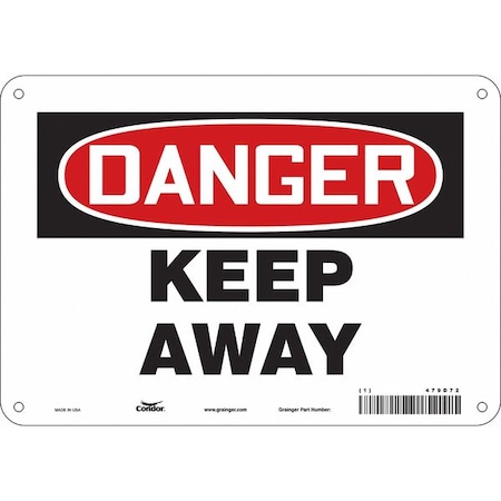 Danger, KEEP AWAY, 10 in W x 7 in H, Vertical Rectangle, Aluminum, 479D72 MPN:479D72
