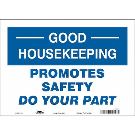 PROMOTES SAFETY DO YOUR PART, 14 in W x 10 in H, Horizontal Rectangle, Vinyl, 479J23 MPN:479J23
