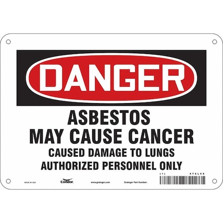 Safety Sign, 7 in Height, 10 in Width, Aluminum, Vertical Rectangle, English, 479L06 MPN:479L06