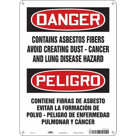Safety Sign, 14 in Height, 10 in Width, Aluminum, Vertical Rectangle, English, Spanish, 479L20 MPN:479L20