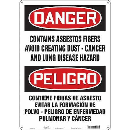 Safety Sign, 20 in H, 14 in W, Polyethylene, Vertical Rectangle, English, Spanish, 479L24 MPN:479L24
