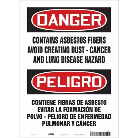 Safety Sign, 14 in Height, 10 in Width, Vinyl, Vertical Rectangle, English, Spanish, 479L26 MPN:479L26