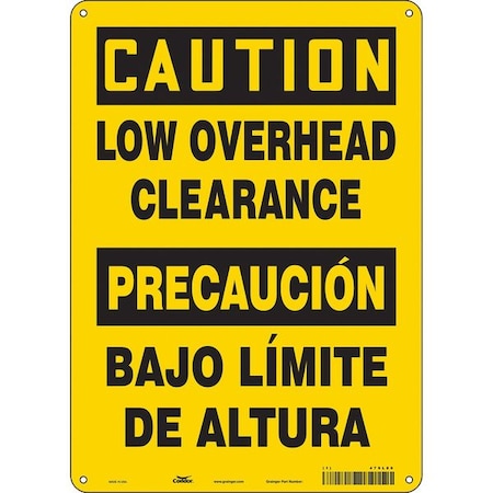 Caution, LOW OVERHEAD CLEARANCE/BAJO LIMITE DE ALTURA, 10 in W x 14 in H, Vertical Rectangle, 479L80 MPN:479L80