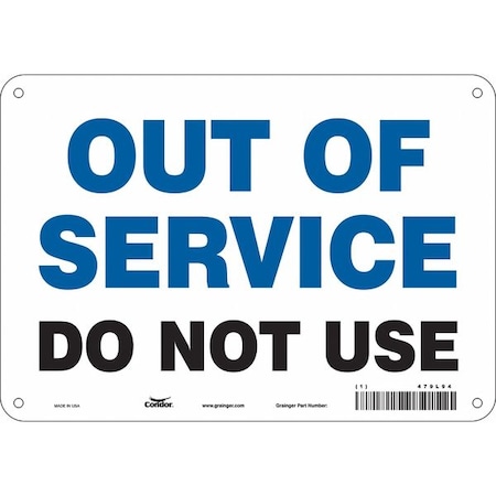 OUT OF SERVICE DO NOT USE, 10 in W x 7 in H, Vertical Rectangle, Polyethylene, 479L94 MPN:479L94