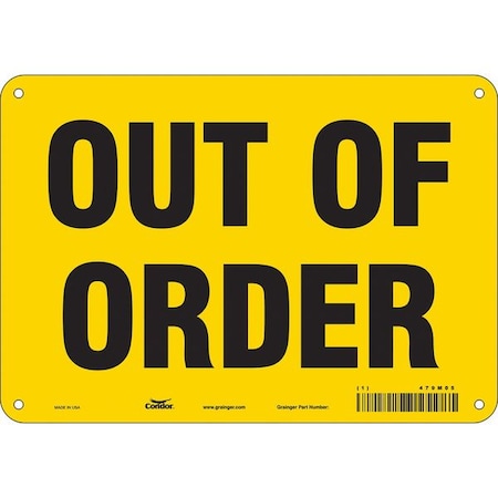 OUT OF ORDER, 10 in W x 7 in H, Vertical Rectangle, Aluminum, 479M05 MPN:479M05